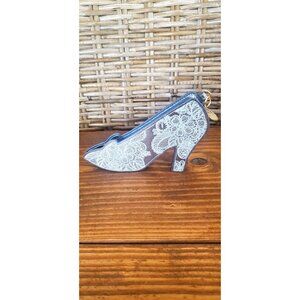 Disney Cinderella Blue High Heel Shoe Coin Purse With Zipper